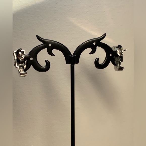 Silpada Vintage Rare Sterling Silver Square Blue Crystal Marcasite Post Earrings - Picture 4 of 14